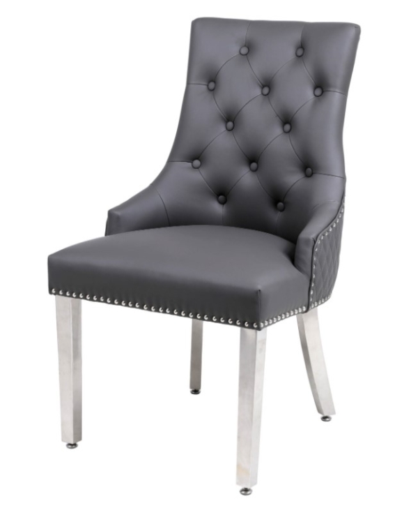 Majestic LION Knocker Dining Chair Set of 2 - Hudson Grey - Image 3